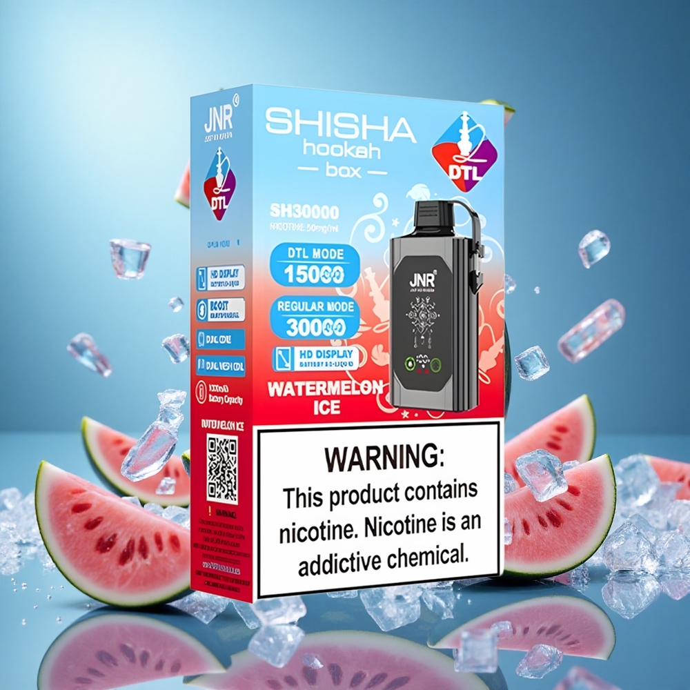 JNR Shisha Hookah Box 20500 Puffs Vattenmelon Is med HD-skärm och 25ml E-vätska partihandel Sverige