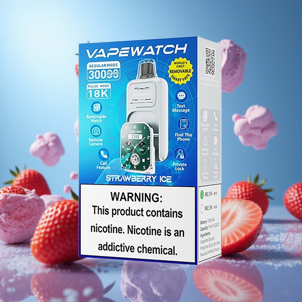 JNR Vape Watch 30000 Puffs 19000mL Jordgubb Is Typ-C Snabbuppladdning partihandel Sverige
