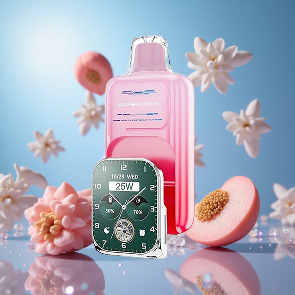 JNR Vape Watch 30000 Puffs Georgia Persika 1000mAh Batterikapacitet 19mL E-vätskekapacitet partihandel Sverige