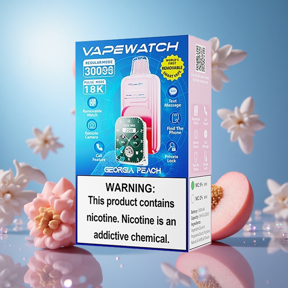 JNR Vape Watch 30000 Puffs Georgia Persika 1000mAh Batterikapacitet 19mL E-vätskekapacitet partihandel Sverige