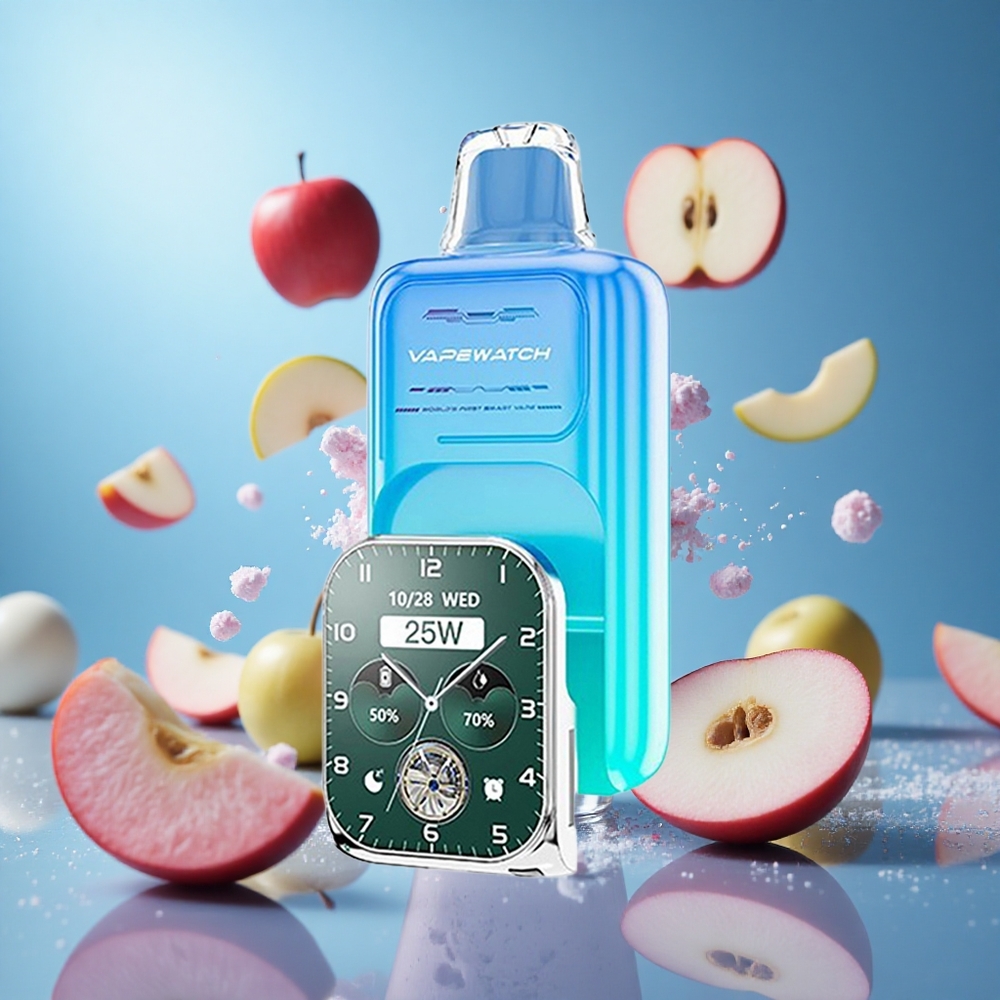 JNR Vape Watch 30000 Puffs Sour Apple Is 19mL E-liquid Kapacitet Dual Mesh Coil partihandel Sverige