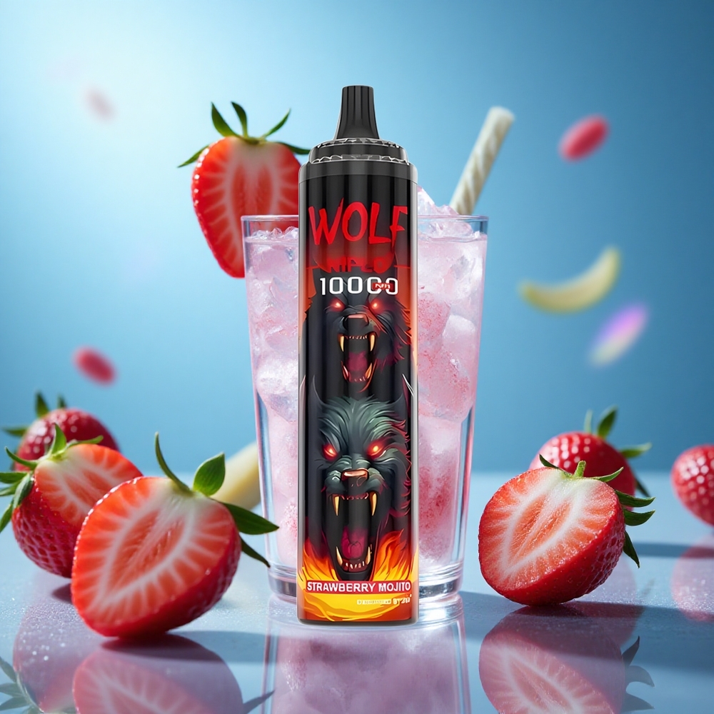 JNR Wolf Niplo 10000 Puffs 20ml Jordgubb Mojito 1.0 Ohm Mesh Coil partihandel Sverige