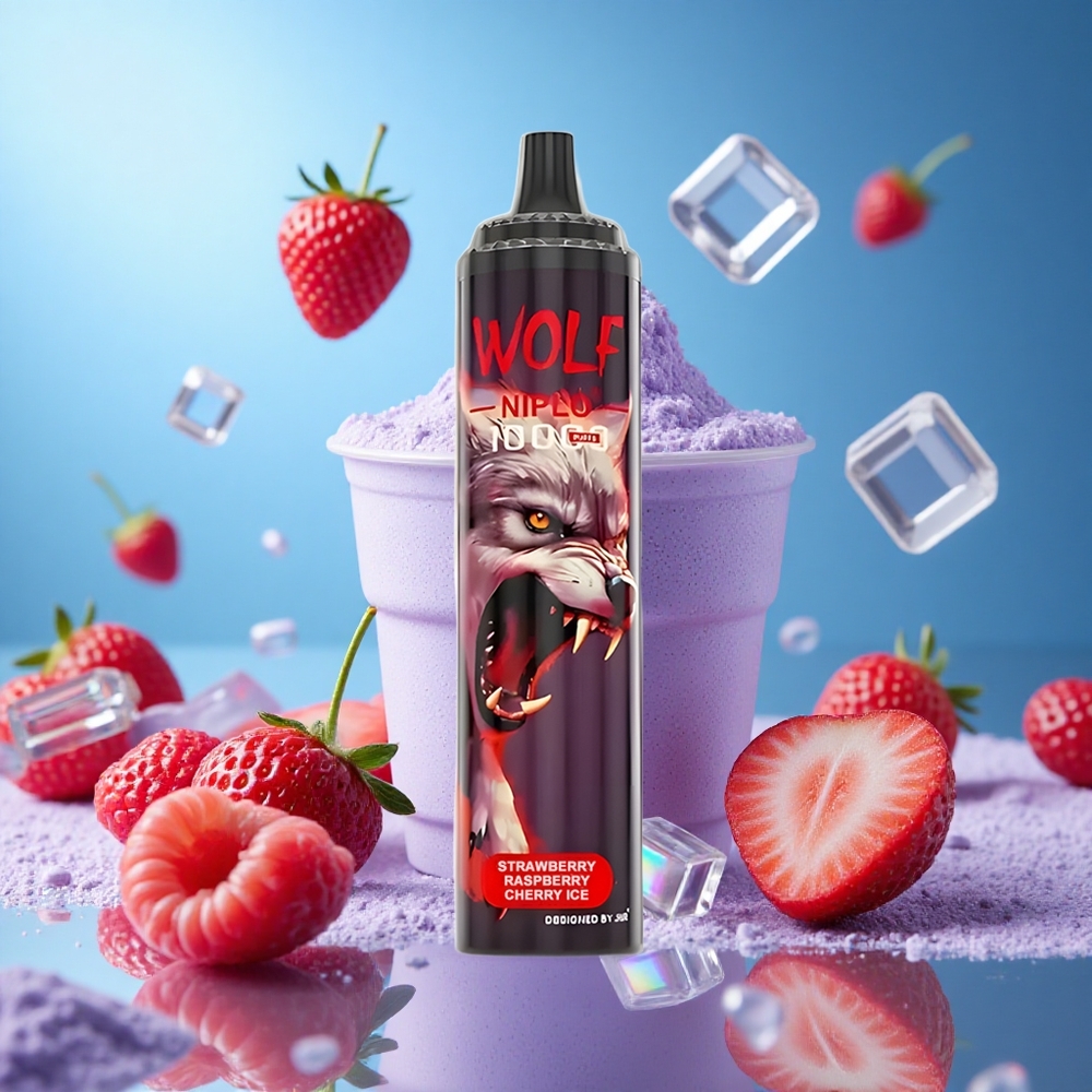 JNR Wolf Niplo 10000 Puffs Jordgubb Hallon Körsbär Is med 20ml E-vätska Kapacitet och 650mAh Batterikapacitet partihandel Sverige