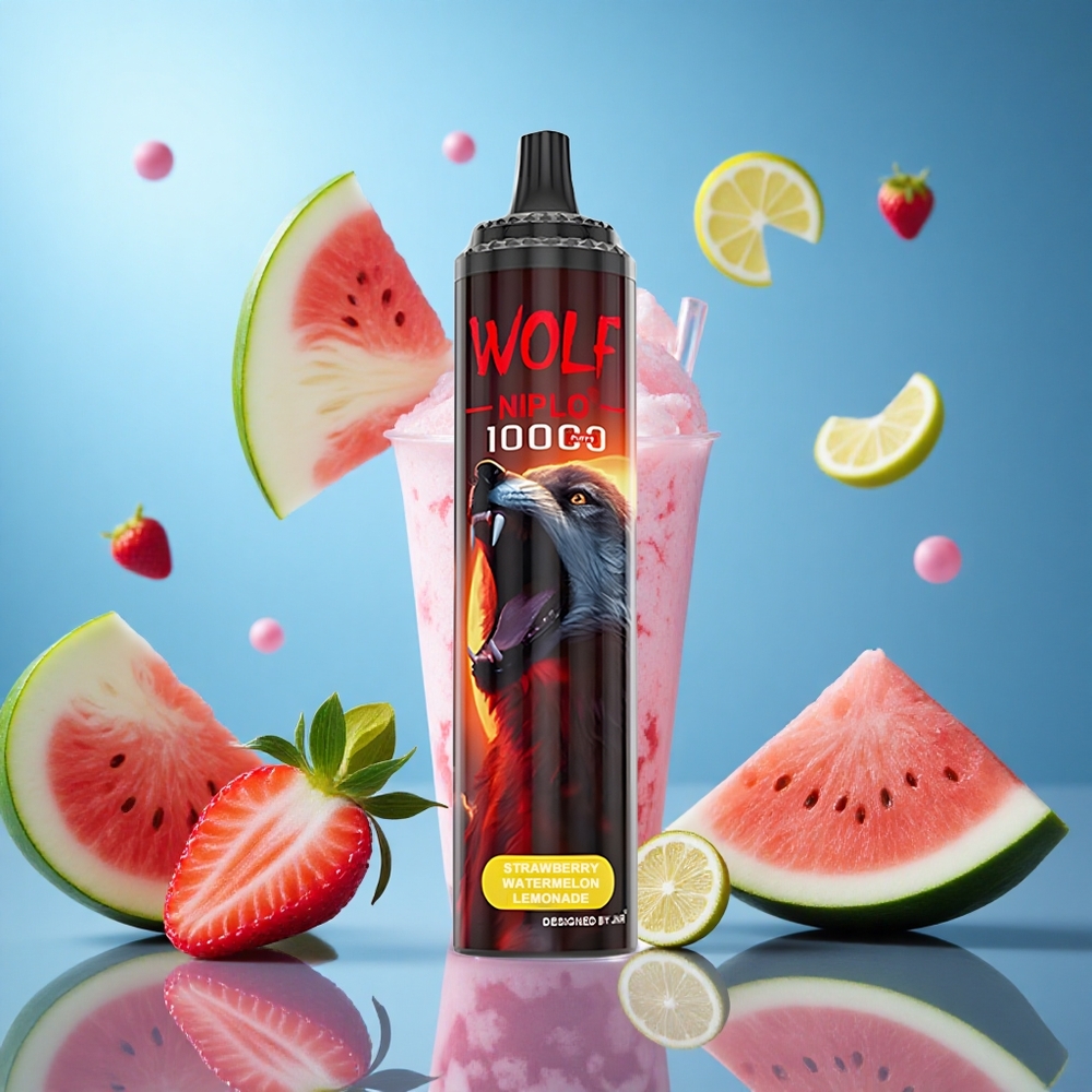 JNR Wolf Niplo 10000 Puffs Jordgubb Vattenmelon Lemonad 20ml E-vätska Kapacitet Type-C Snabbladdning partihandel Sverige