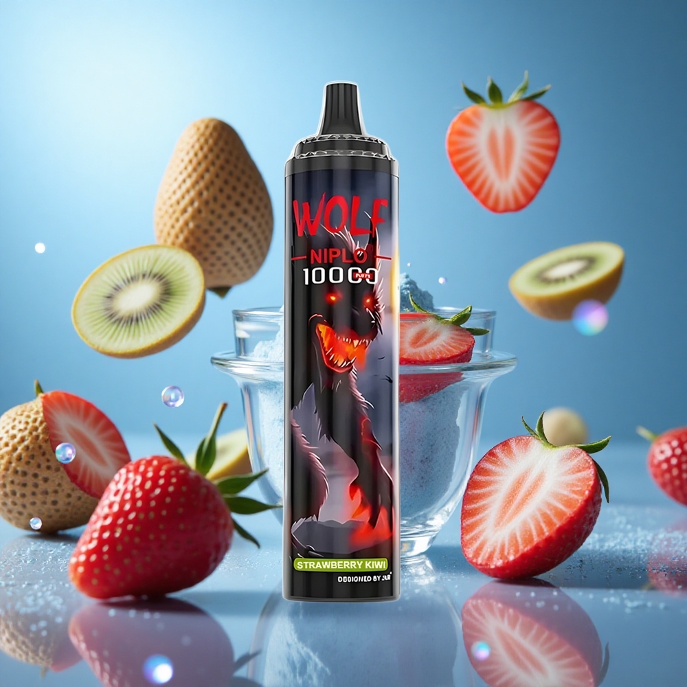 JNR Wolf Niplo 10000 Puffs Jordgubbe Kiwi 20ml E-vätska Typ-C snabbladdning partihandel Sverige