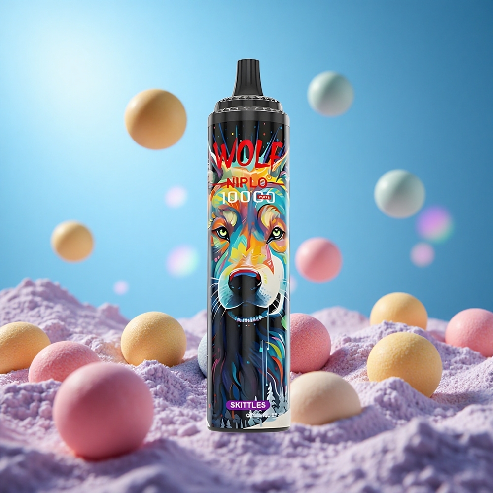 JNR Wolf Niplo 10000 Puffs Skittles Smak 1.0 Ohm Mesh Coil partihandel Sverige