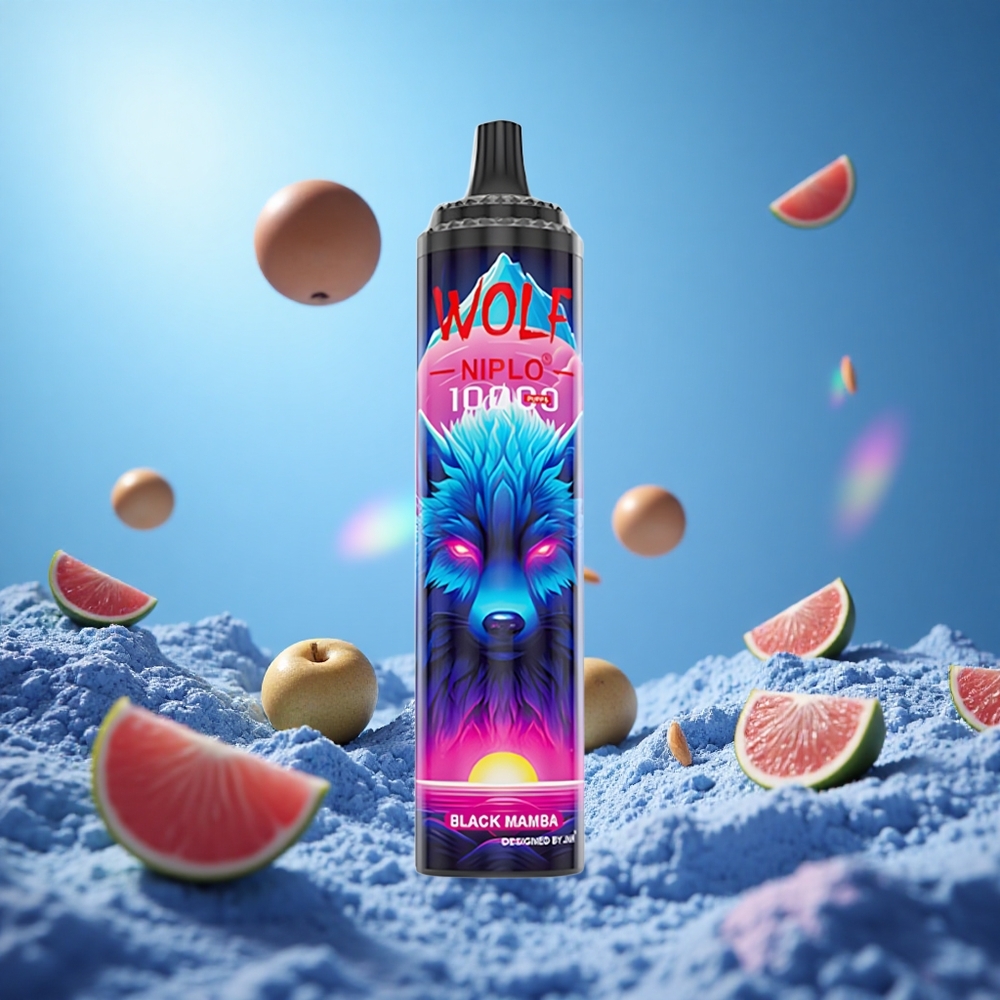 JNR Wolf Niplo 10000 Puffs Svart Mamba 20ml E-vätska Type-C snabbladdning partihandel Sverige