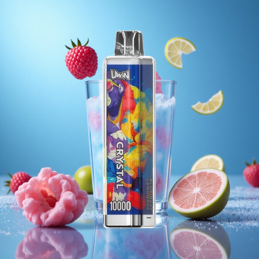 UWIN Crystal 10000 Puffs Blå Hallon Citronad med 18ml E-vätska och 650mAh uppladdningsbart batteri partihandel Sverige