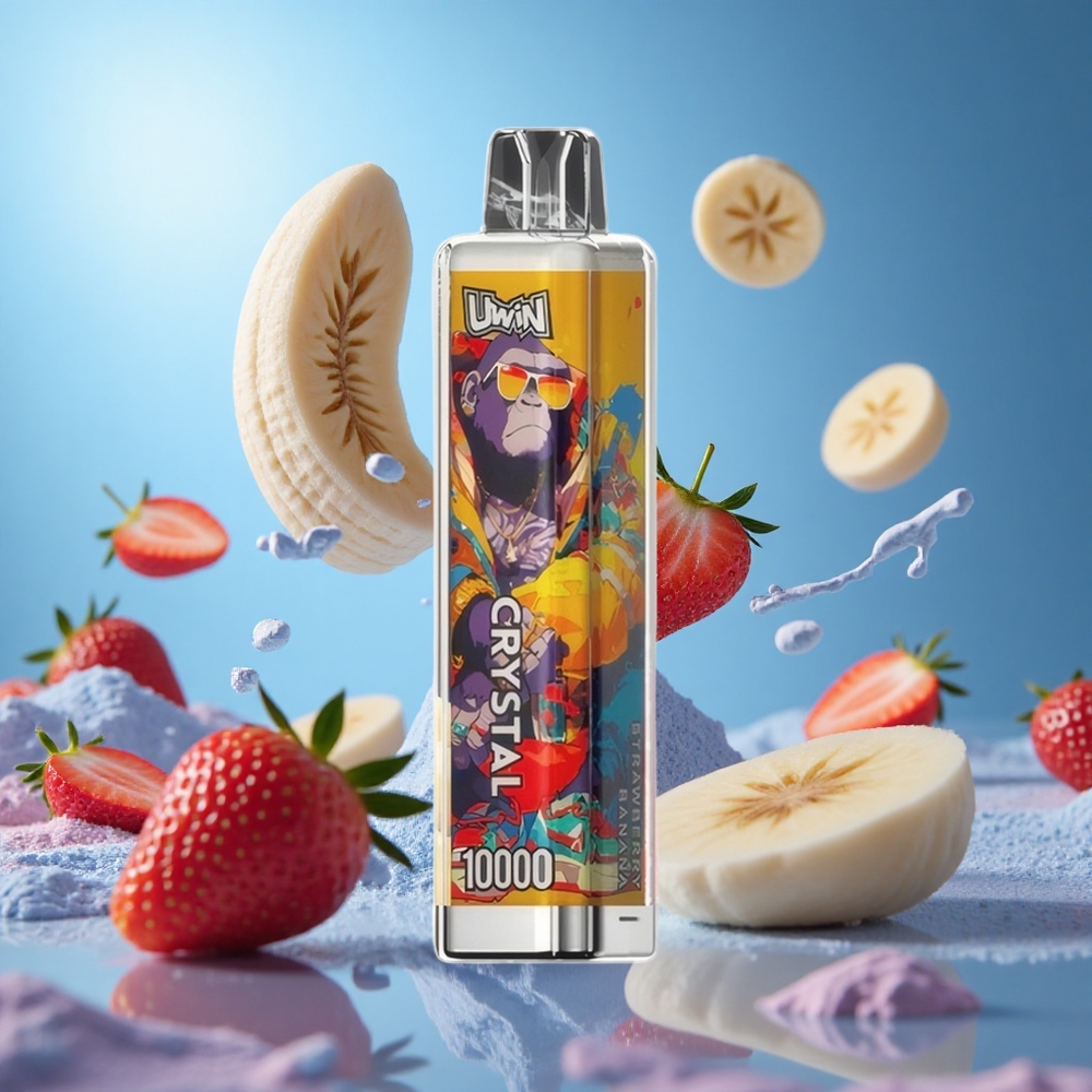 UWIN Crystal 10000 Puffs Jordgubb Banan RGB-belysning Typ-C snabbladdning partihandel Sverige