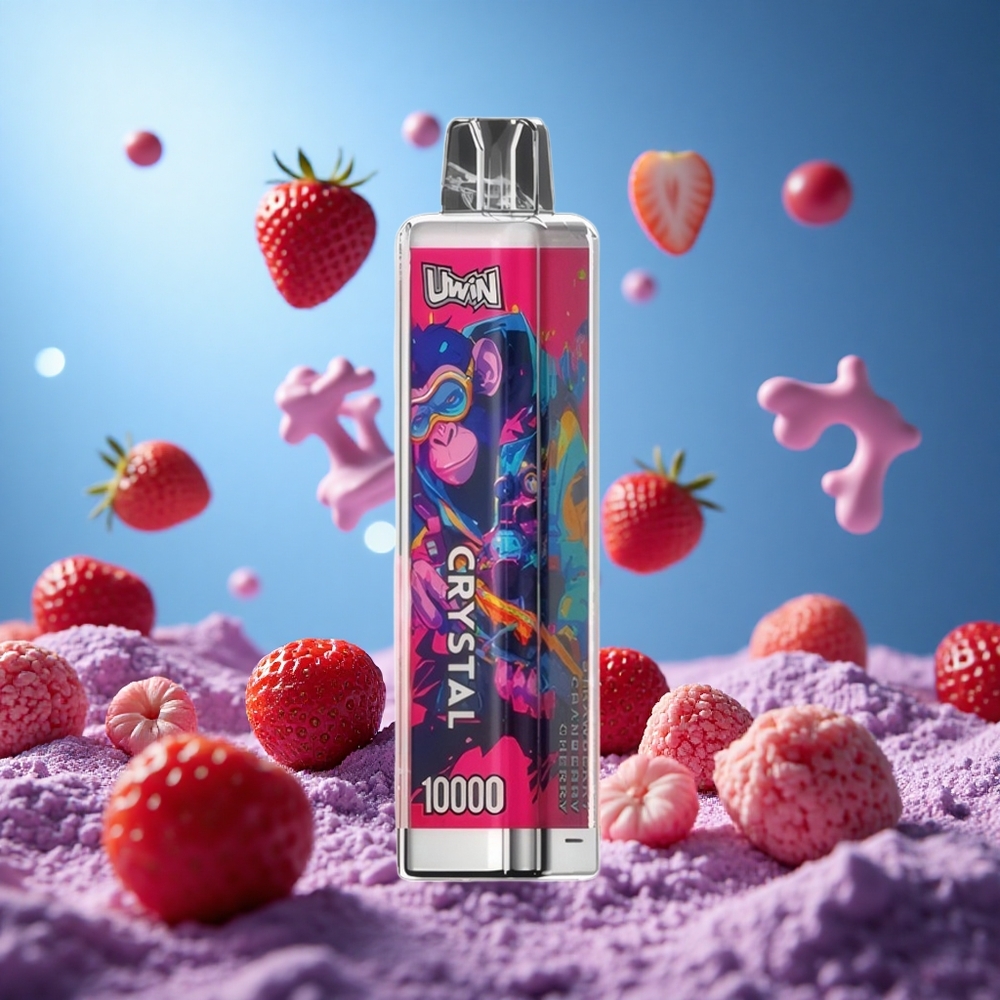 UWIN Crystal 10000 Puffs Jordgubb Tranbär Körsbär 18ml E-Liquid Kapacitet RGB-ljus partihandel Sverige