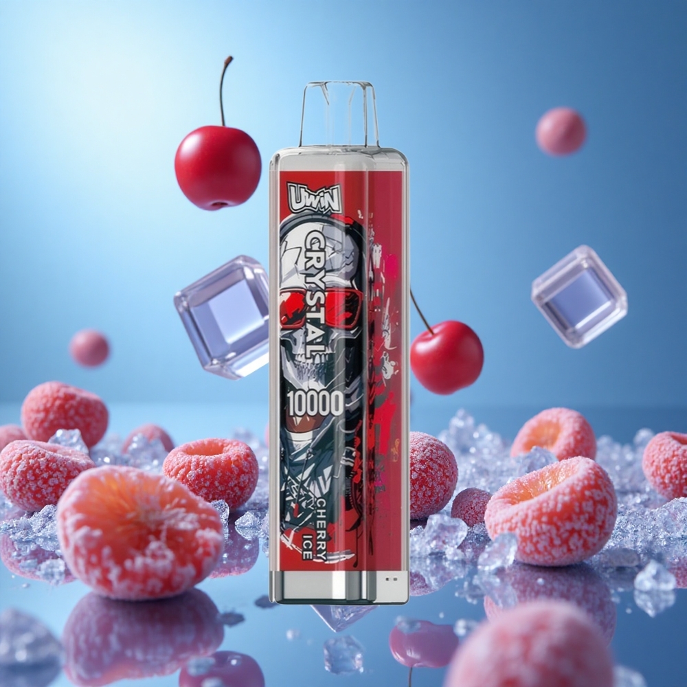 UWIN Crystal 10000 Puffs Körsbär Is RGB-belysning, 18ml E-vätska, partihandel Sverige