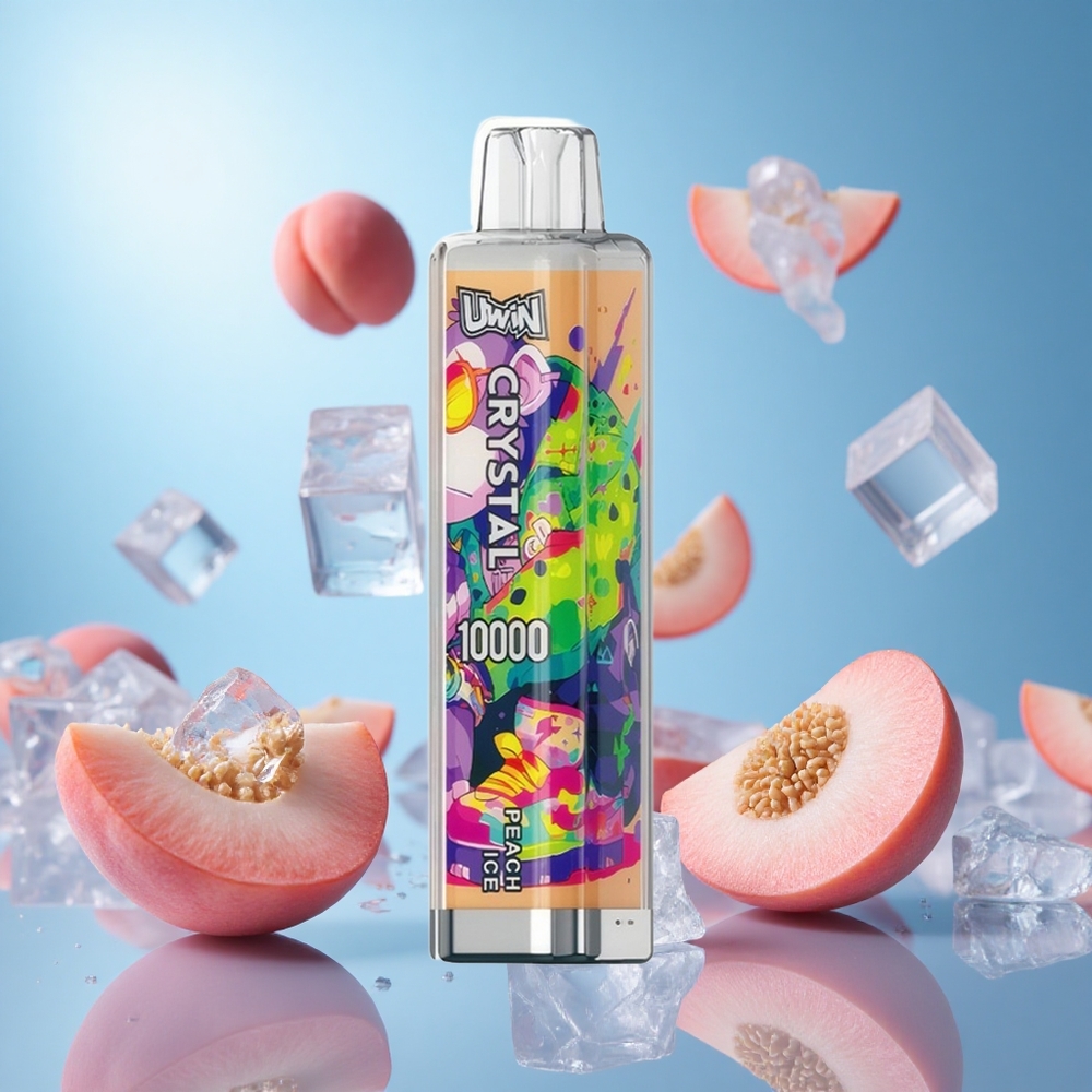 UWIN Crystal 10000 Puffs Persika Is 18ml E-Liquid Kapacitet RGB Lights partihandel Sverige
