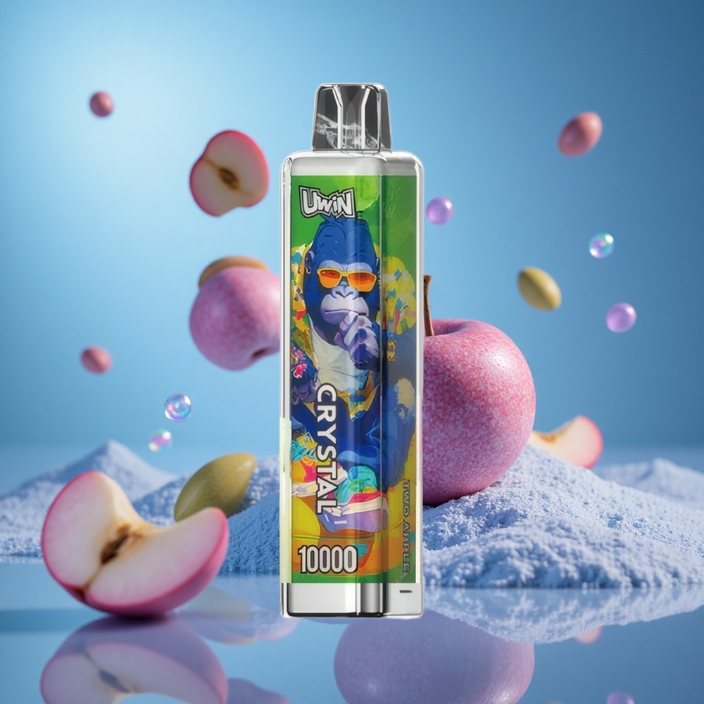 UWIN Crystal 10000 Puffs Två Äpple 18ml E-Liquid 650mAh Batteri partihandel Sverige