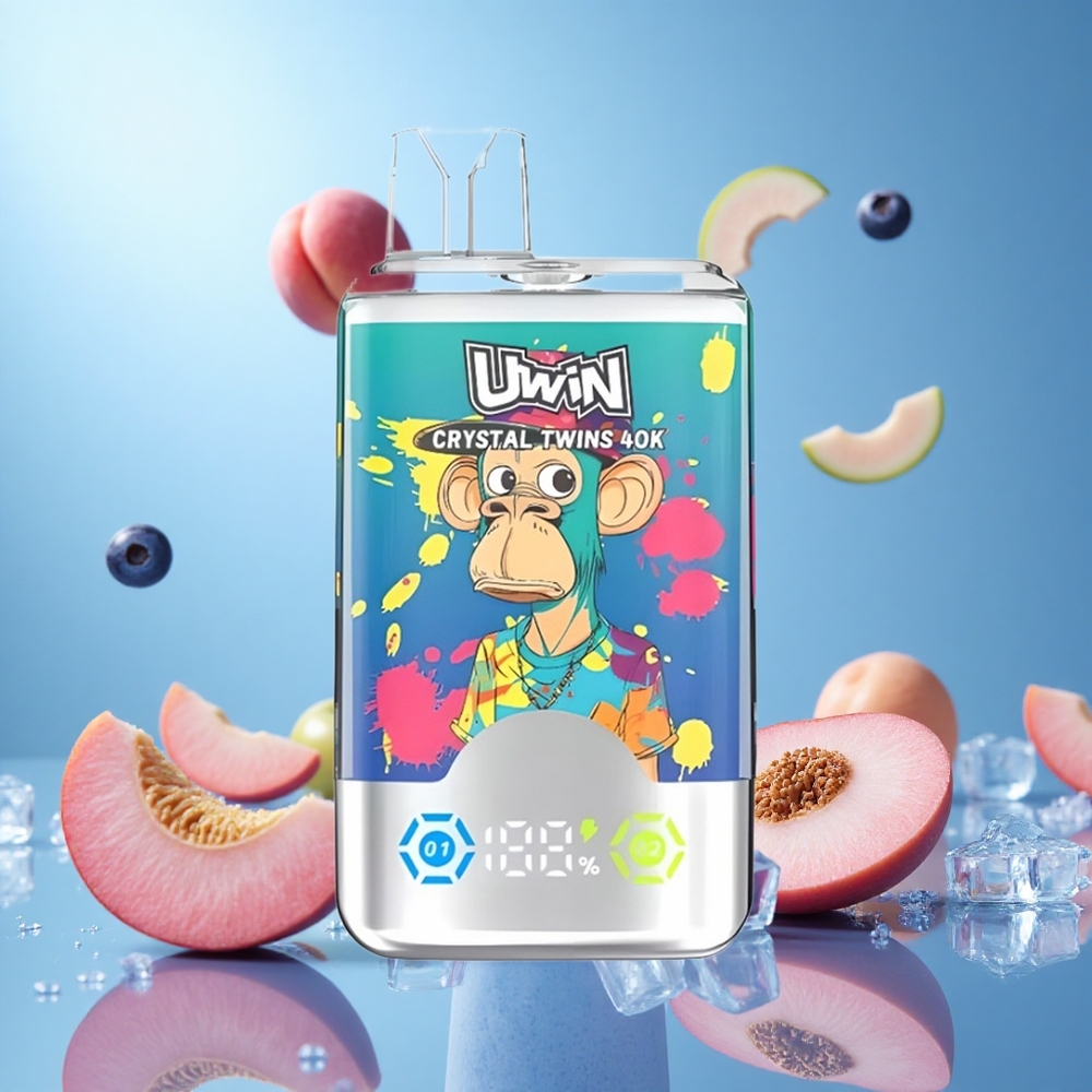 UWIN Crystal Twins 40000 Puffs Blåbär På Is Sommar Persika Is 32ml E-vätska Kapacitet 850mAh Uppladdningsbart Batteri partihandel Sverige