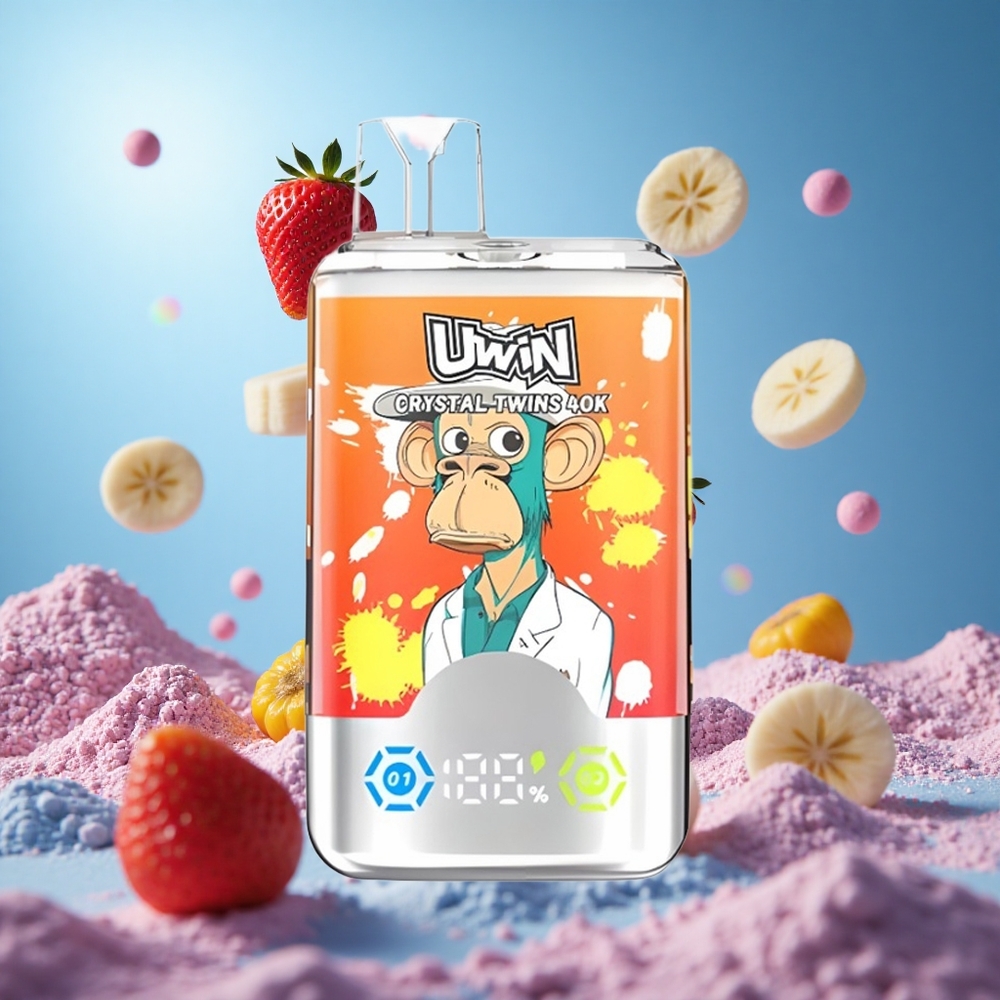 UWIN Crystal Twins 40000 Puffs Jordgubb Banan Kärlek 32ml E-vätska Kapacitet 850mAh Batteri partihandel Sverige
