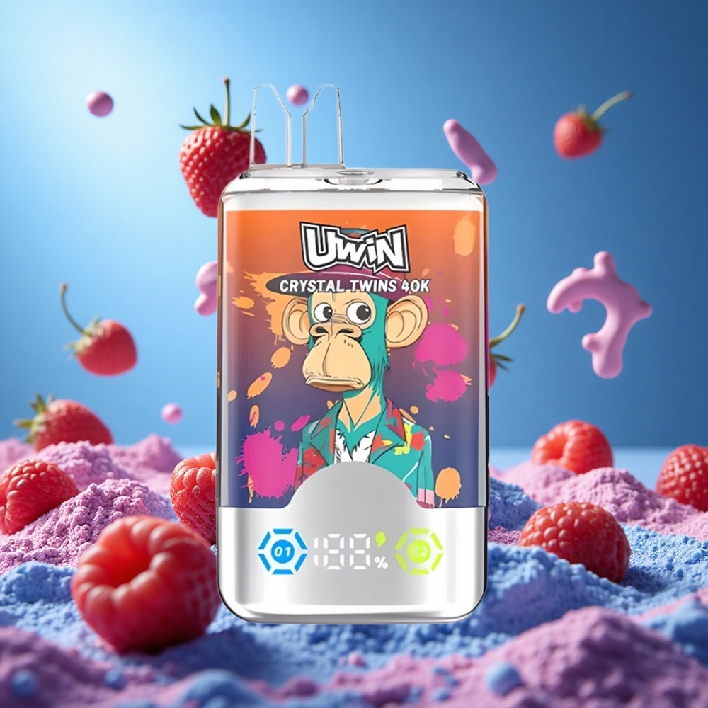 UWIN Crystal Twins 40000 Puffs Jordgubb Hallon Körsbär Mr Blå Dual Smaksystem 32ml E-vätska Kapacitet partihandel Sverige