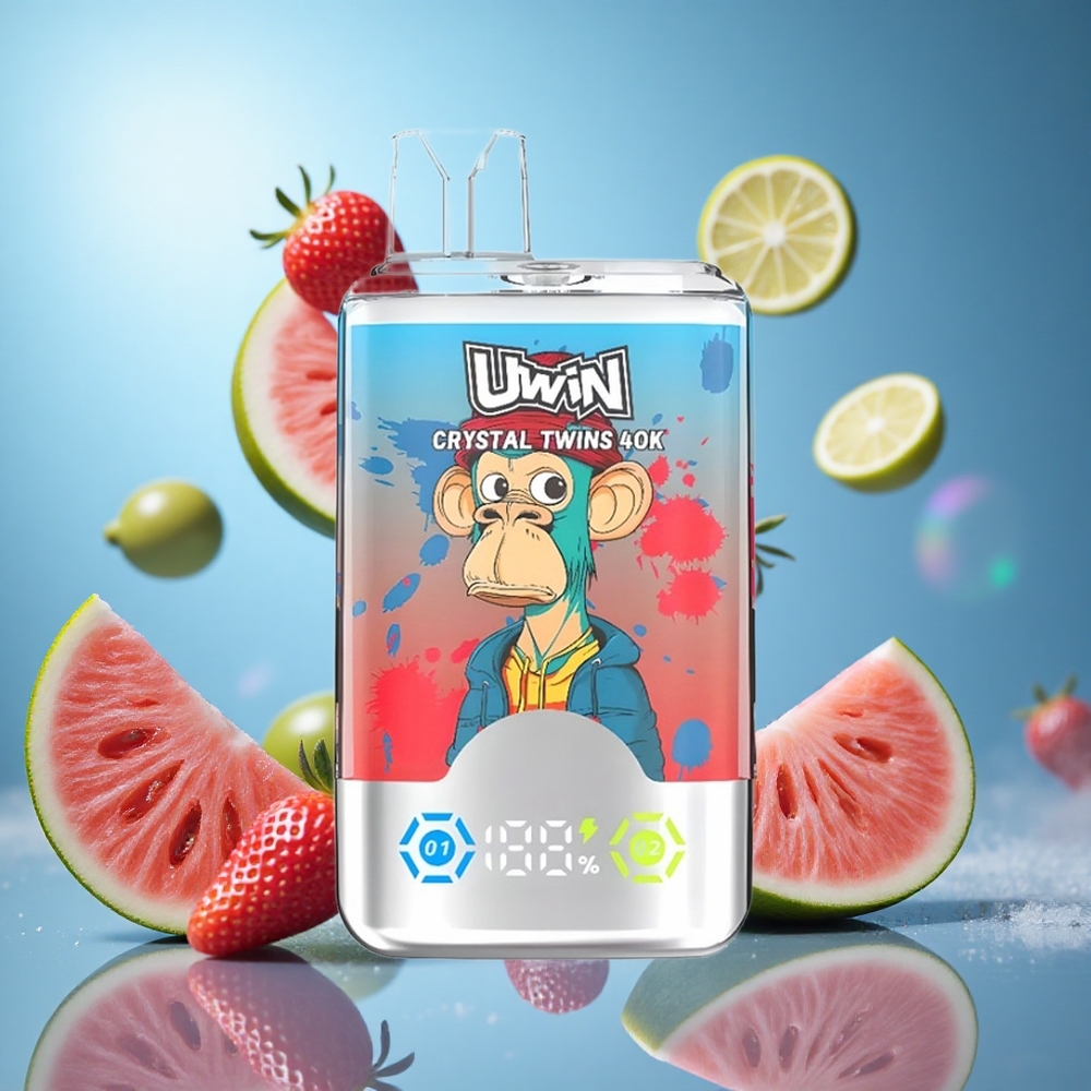UWIN Crystal Twins 40000 Puffs Jordgubb Vattenmelon Citron Lime 32ml E-vätska Kapacitet, 850mAh Batteri partihandel Sverige