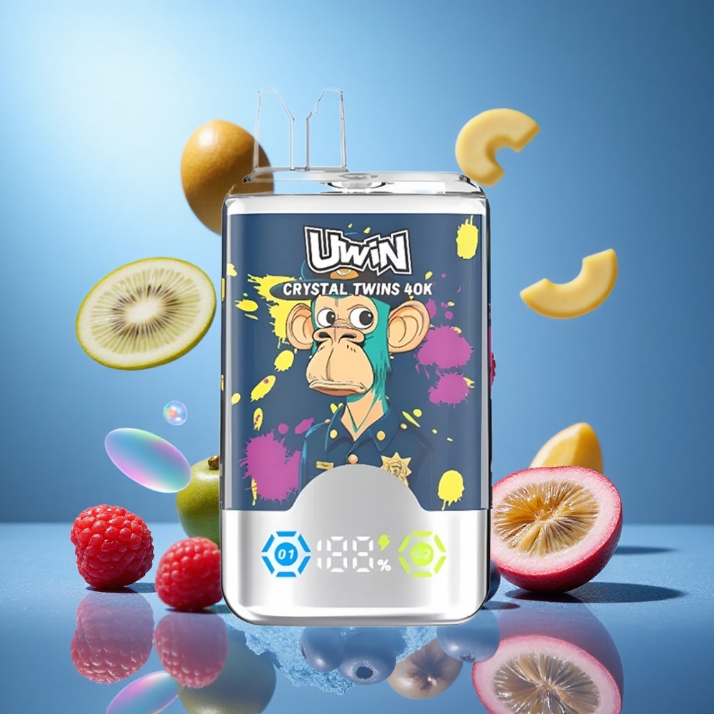 UWIN Crystal Twins 40000 Puffs Kiwi Passionsfrukt Guava Blåbär Hallon Kapacitet för e-vätska: 32ml partihandel Sverige