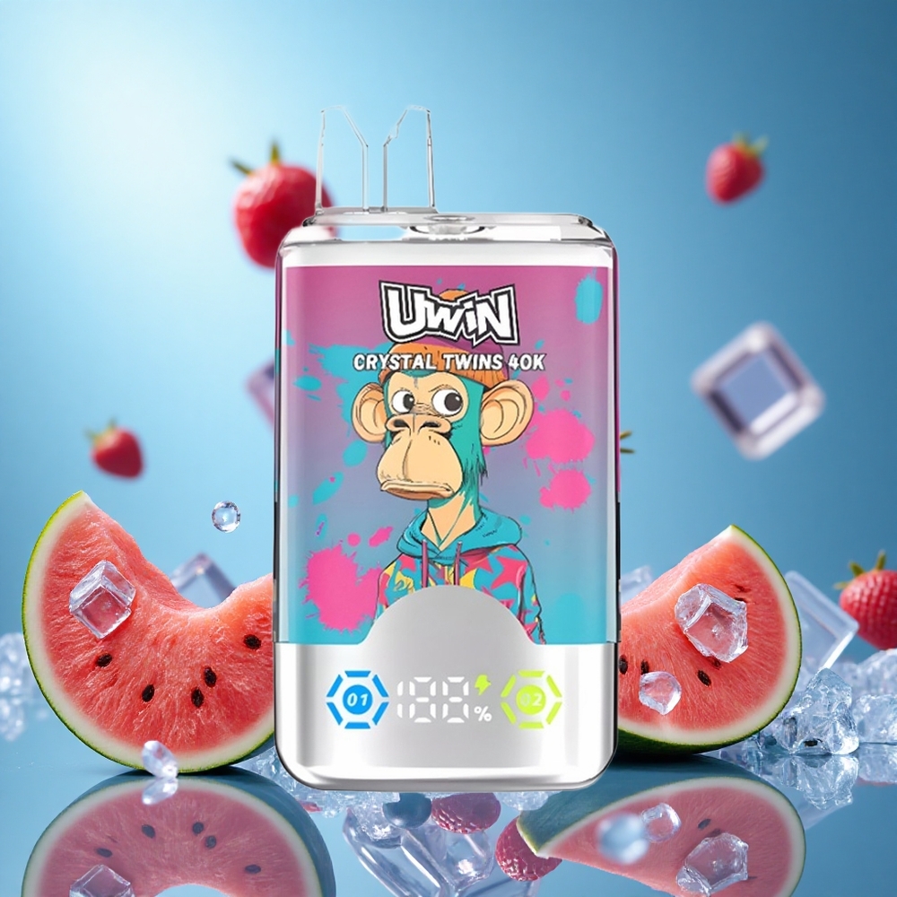 UWIN Crystal Twins 40000 Puffs Två distinkta smaker i en enhet Vattenmelon Is Blandade Bär 32ml e-vätska partihandel Sverige