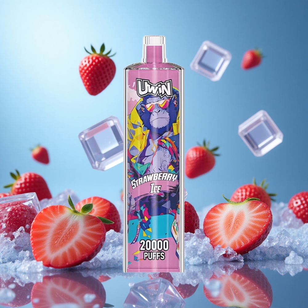 Uwin Shisha Hookah Crystal 20000 Puffs 22ml Jordgubb Is DTL Mesh Coil partihandel Sverige