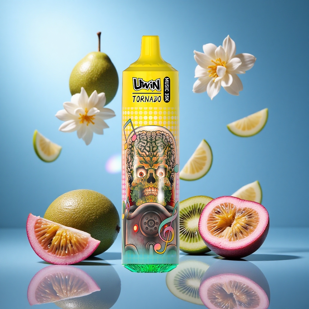 Uwin Tornado 35K Musik Engångsvape Kiwi Passionsfrukt Guava Upp till 35 000 bloss 600mAh batteri partihandel Sverige
