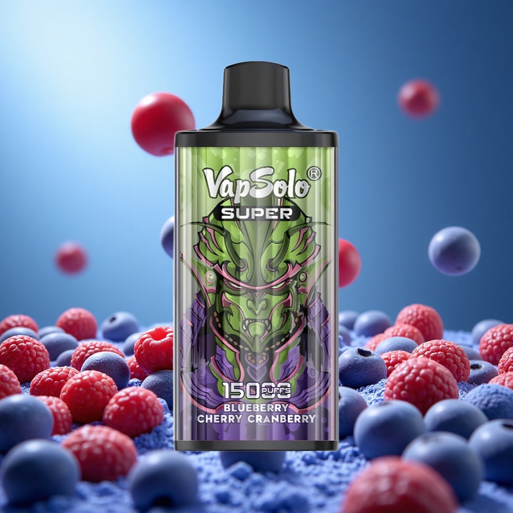 Vapsolo Super 15000 Puffs 40ml E-vätska Blåbär Körsbär Tranbär partihandel Sverige