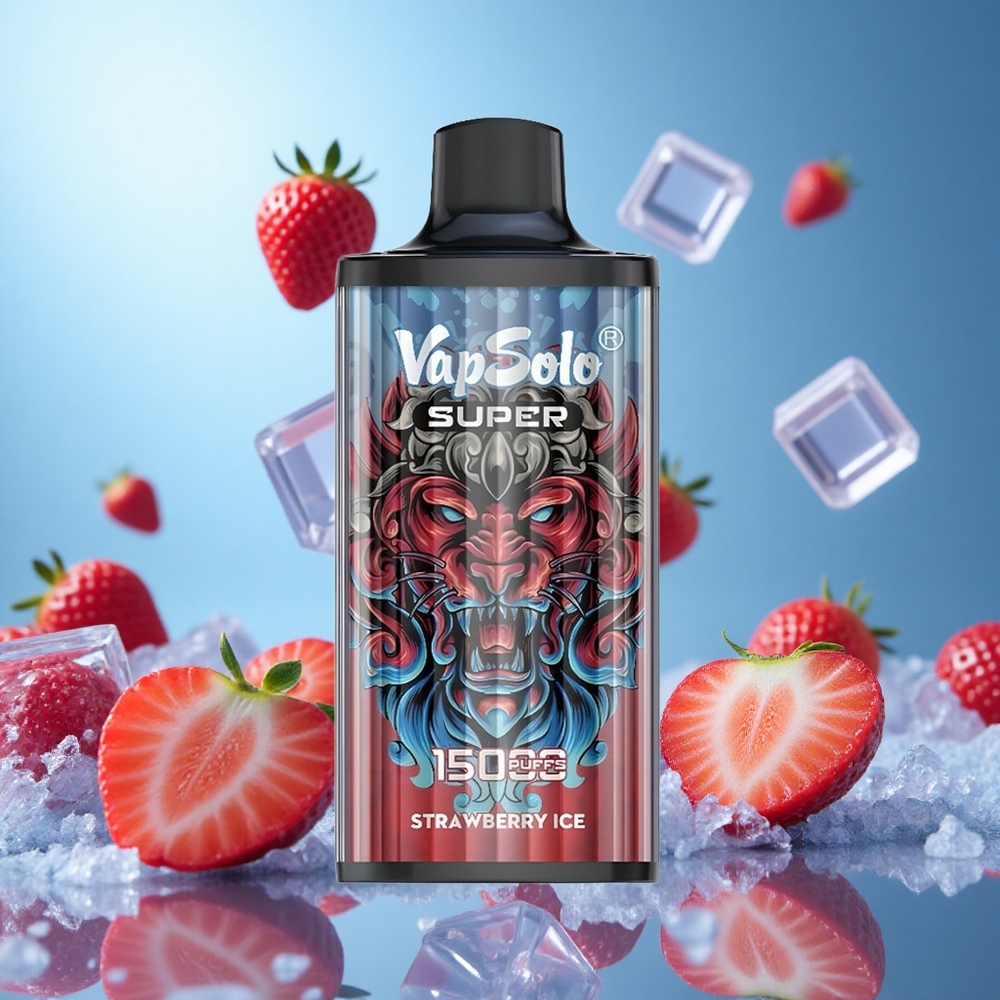 Vapsolo Super 15000 Puffs Jordgubb Is 40ml E-vätska 850mah Nätspole partihandel Sverige
