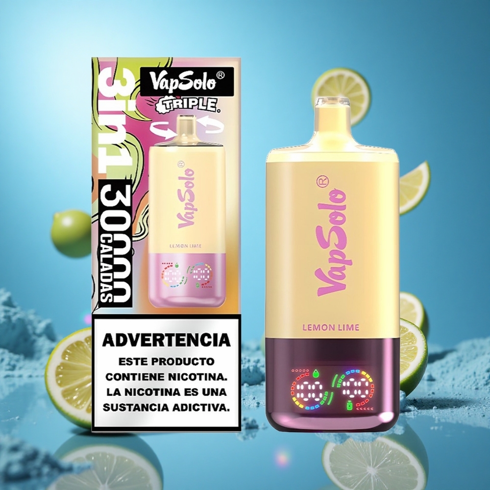 VapSolo Triple 30000 Puffs Citron Lime 40ml E-Liquid 3 Oljetankar partihandel Sverige