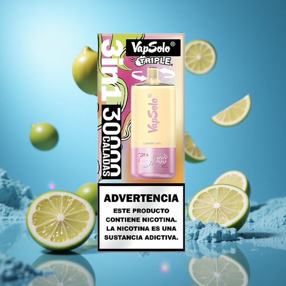 VapSolo Triple 30000 Puffs Citron Lime 40ml E-Liquid 3 Oljetankar partihandel Sverige