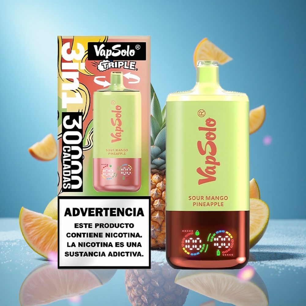 VapSolo Triple 30000 Puffs Sur Mango Ananas 40ml E-Liquid partihandel Sverige