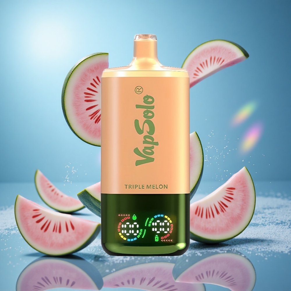 VapSolo Triple 30000 Puffs Trippelmelon Typ-C & 40ml E-vätska partihandel Sverige