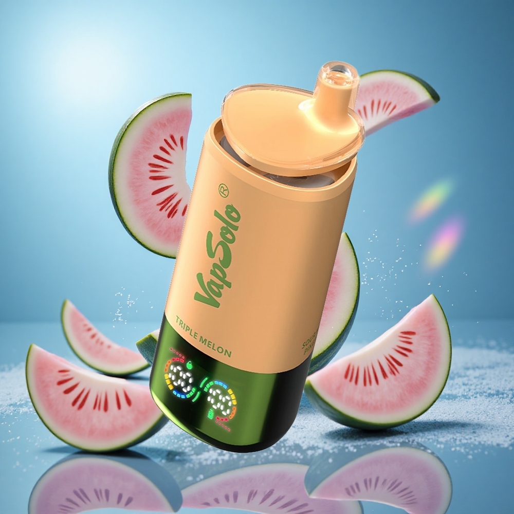 VapSolo Triple 30000 Puffs Trippelmelon Typ-C & 40ml E-vätska partihandel Sverige