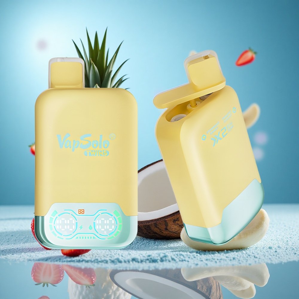 Vapsolo Twins 20000 Puffs Ananas Kokos & Jordgubb Banan 40 ml Eliquid Type-C partihandel Sverige