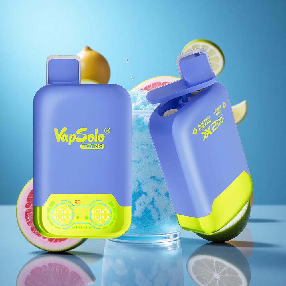 Vapsolo Twins 20000 Puffs Blå Hallon Lemonad & Citron Lime E-Liquid: 40 ml Nicotinstyrka: 20mg/ml, 50mg/ml partihandel Sverige