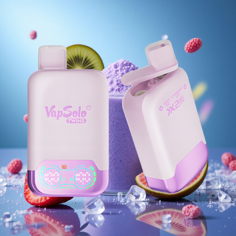 Vapsolo Twins 20000 Puffs Jordgubbskivi & Druvis Flaska 40 ml Type-C partihandel Sverige