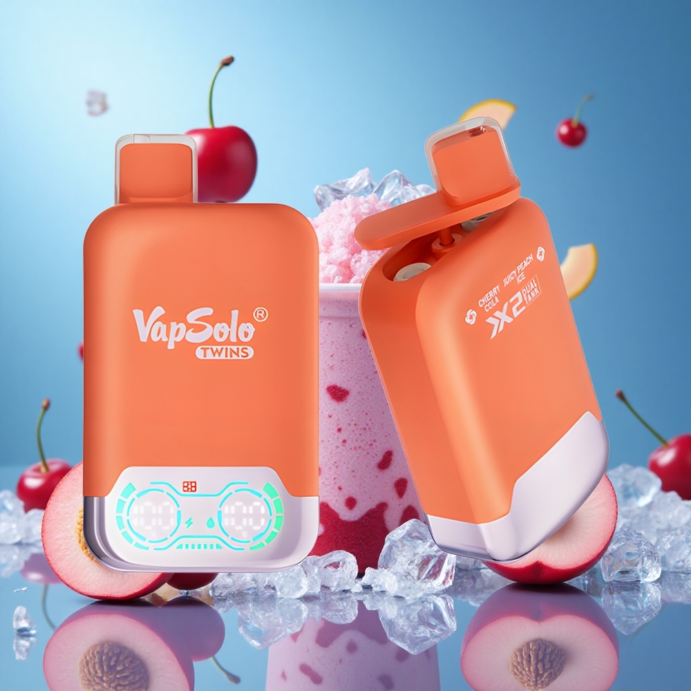 Vapsolo Twins 20000 Puffs Kirsch Cola & Saftig Persika Is 40 ml E-Vätska Type-C partihandel Sverige