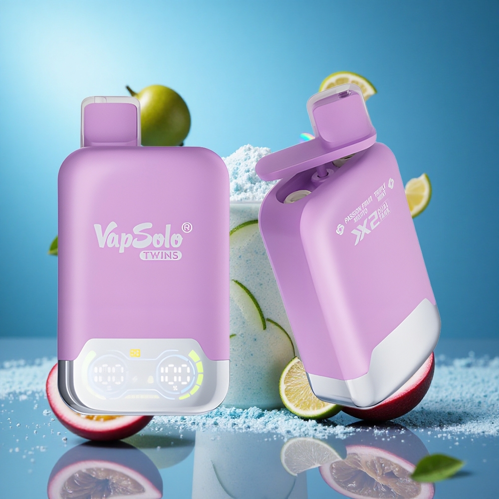 Vapsolo Twins 20000 Puffs Passionfrukt Mojito & Trippelmynta 40 ml E-vätska Type-C partihandel Sverige
