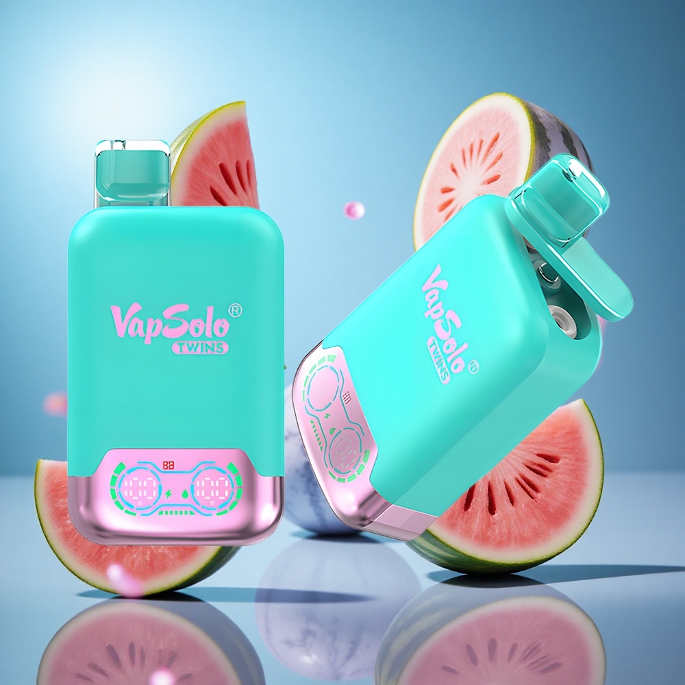 Vapsolo Twins 20000 Puffs Triple Melon & Hallon Vattenmelon 40 ml E-vätska Typ-C laddningsport partihandel Sverige