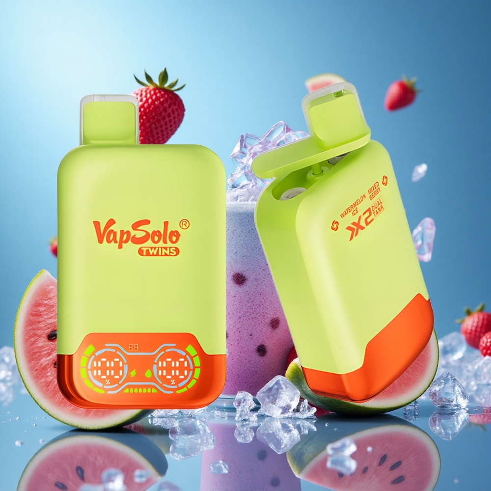 Vapsolo Twins 20000 Puffs Vattenmelon Is & Blandade Bär 40 ml & Typ-C partihandel Sverige