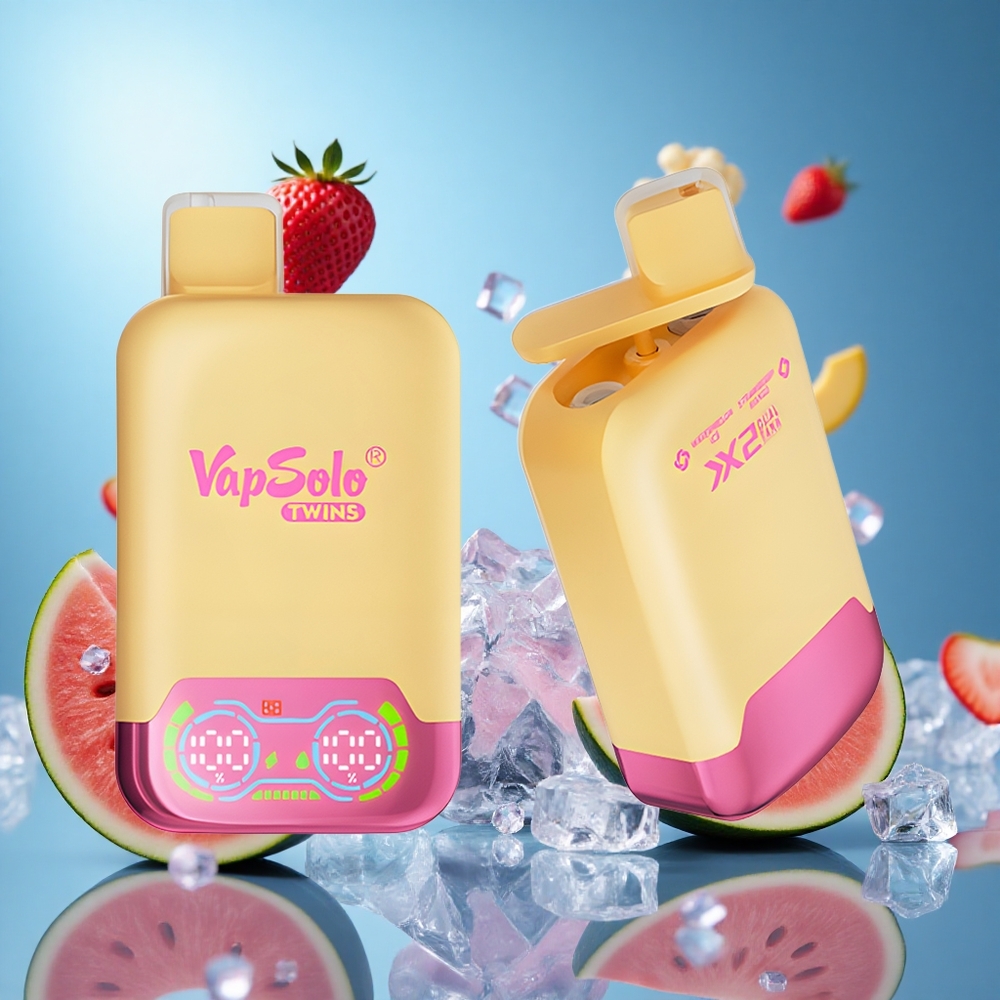 Vapsolo Twins 20000 Puffs Vattenmelon Is & Jordgubb Mango 40 ml E-vätska Type-C partihandel Sverige