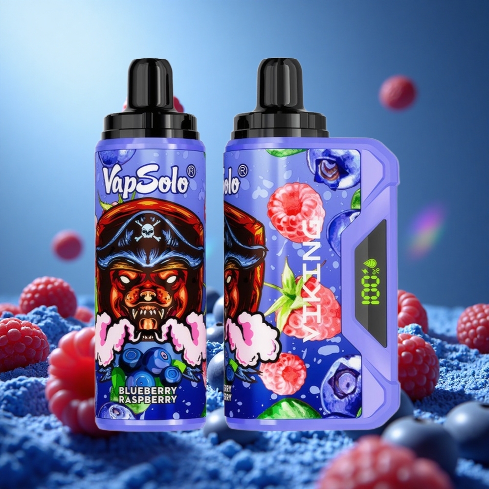 VapSolo VIKING 12000 Puffs Blåbär Hallon 22ml E-Vätska Typ-C partihandel Sverige