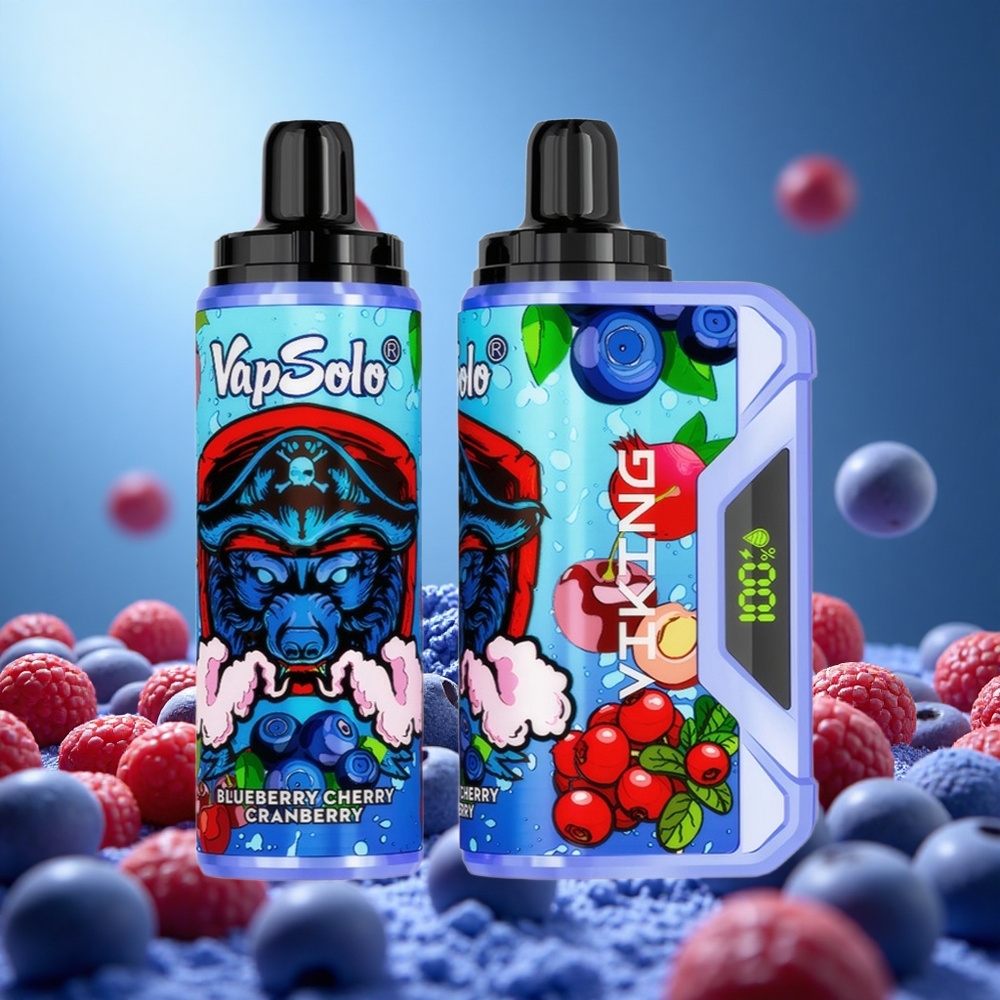 VapSolo VIKING 12000 Puffs Engångs E-cigaret Blåbär Körsbär Tranbär 22ml Elektricitet & bränsleförbrukning partihandel Sverige