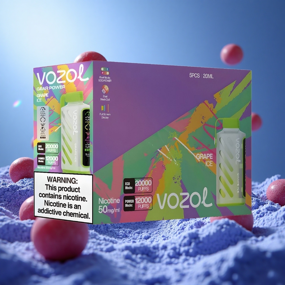 VOZOL Gear Power 20000 Puffs 20000 Puffs (ECO-läge) 12000 Puffs (POWER-läge) Vindruva Is partihandel Sverige