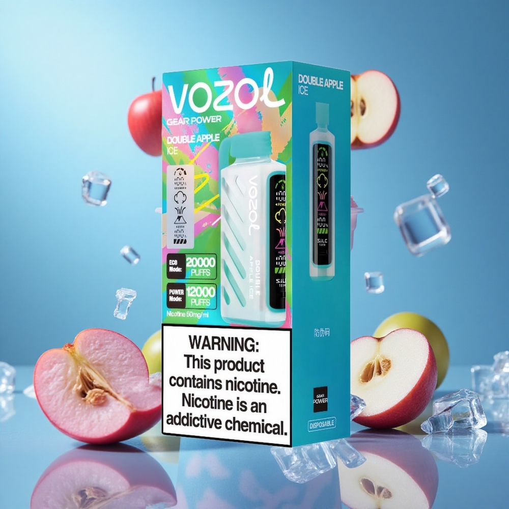 VOZOL Gear Power 20000 Puffs Dubbel Äppla Is S.i.L.C. Tech 20mL partihandel Sverige