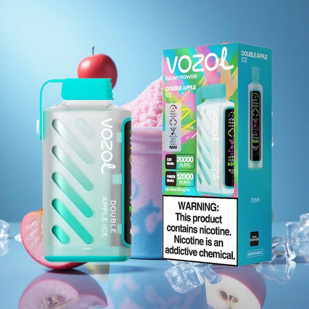 VOZOL Gear Power 20000 Puffs Dubbel Äppla Is S.i.L.C. Tech 20mL partihandel Sverige