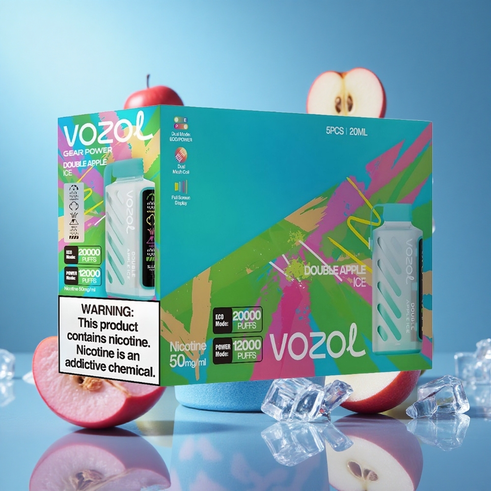VOZOL Gear Power 20000 Puffs Dubbel Äppla Is S.i.L.C. Tech 20mL partihandel Sverige