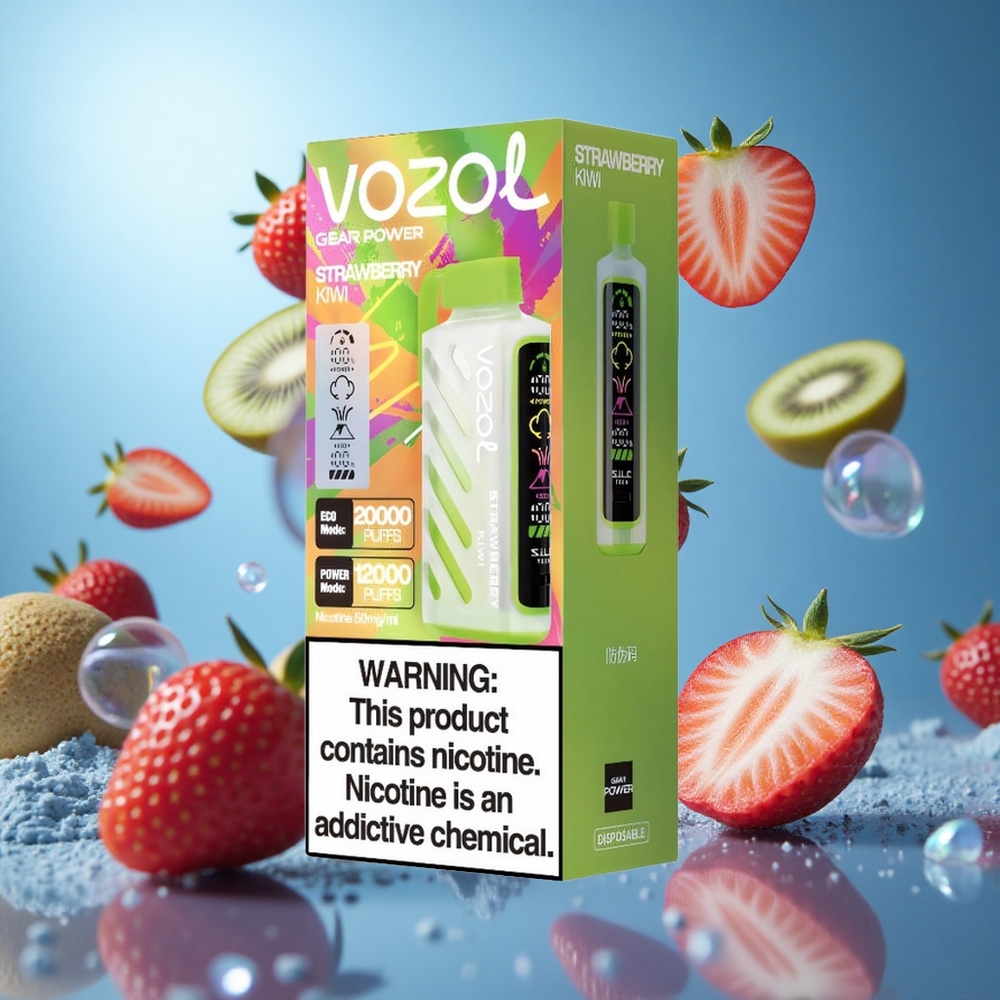 VOZOL Gear Power 20000 Puffs Jordgubb Kiwi S.i.L.C. Tech Dual Mesh Coil partihandel Sverige