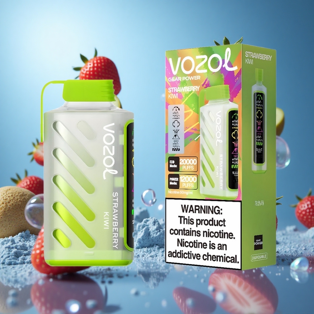 VOZOL Gear Power 20000 Puffs Jordgubb Kiwi S.i.L.C. Tech Dual Mesh Coil partihandel Sverige