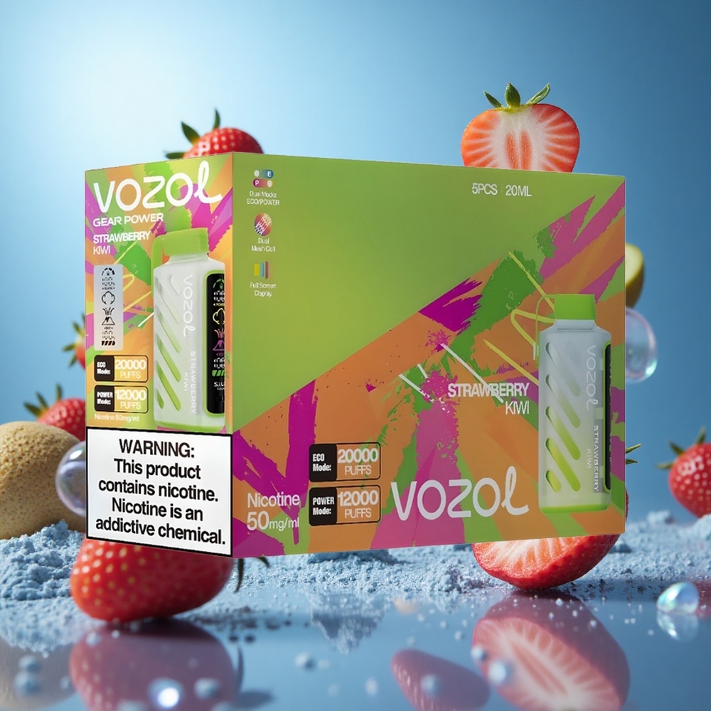 VOZOL Gear Power 20000 Puffs Jordgubb Kiwi S.i.L.C. Tech Dual Mesh Coil partihandel Sverige