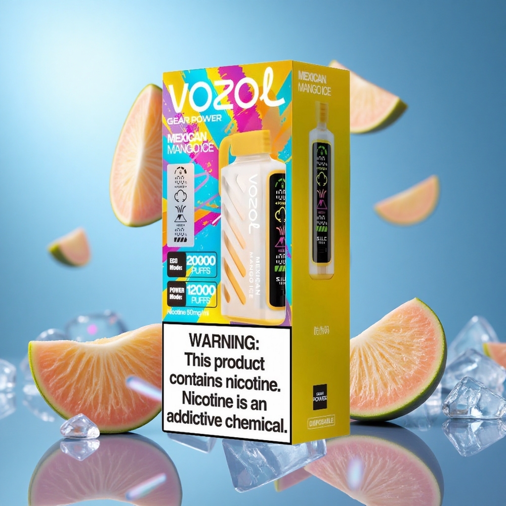 VOZOL Gear Power 20000 Puffs Mexikansk Mango Is ECO-läge Puffar: 20000 Puffs Dubbel Maskspole partihandel Sverige